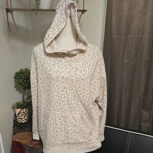 Old Navy Beige Leopard Print Cowl Neck Sweater